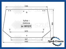 Скло Fiat L 60 65 75 85 95 заднє зелене