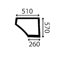 Скло бічне нижнє праве екскаватора навантажувача Ford 555B, 555C, 555D, 575D, 655C, 655D, 675D