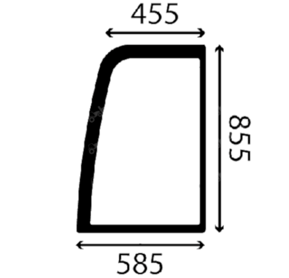 Скло дверей ліве верхнє міні екскаватора Nagano MH25C, NS25-3, NS35-3, NS45-3, NS55-3, NS75-3