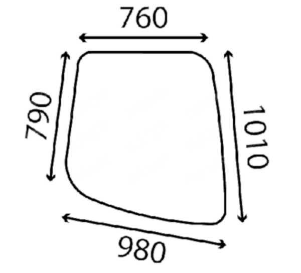 Скло передня права сторона мініекскаватора Case CX75 CX80 CX135 225SR