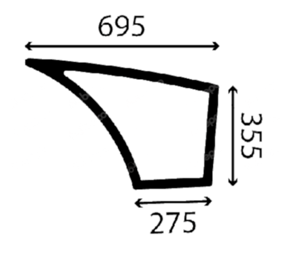Нижнє скло права двері екскаватора-навантажувача Case 580ST 590ST 695ST