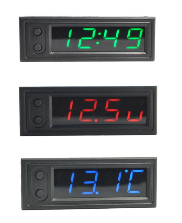 4 в 1 два термометра,вольтметр,часы,питание 5-27 V(красные цифры) - фото 2 - id-p1275541579