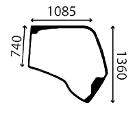 Стекло боковое правое экскаватора John Deere 75D, 135D, 225DLC