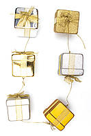 Елочная игрушка гирлянда из 6 подарков 1,83 м, золотистый, серебристый, пластик (110025-2)