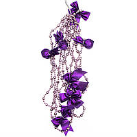 Елочная игрушка подвеска с украшениями, 2,7 м, фиолетовый, пластик, текстиль (471171-6)