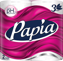 Туалетний папір Papia тришаровий білий 2 рулони