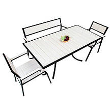 Комплект меблів для літніх кафе "Брістоль" стіл (160*80) + 2 стільця + лавка Білий