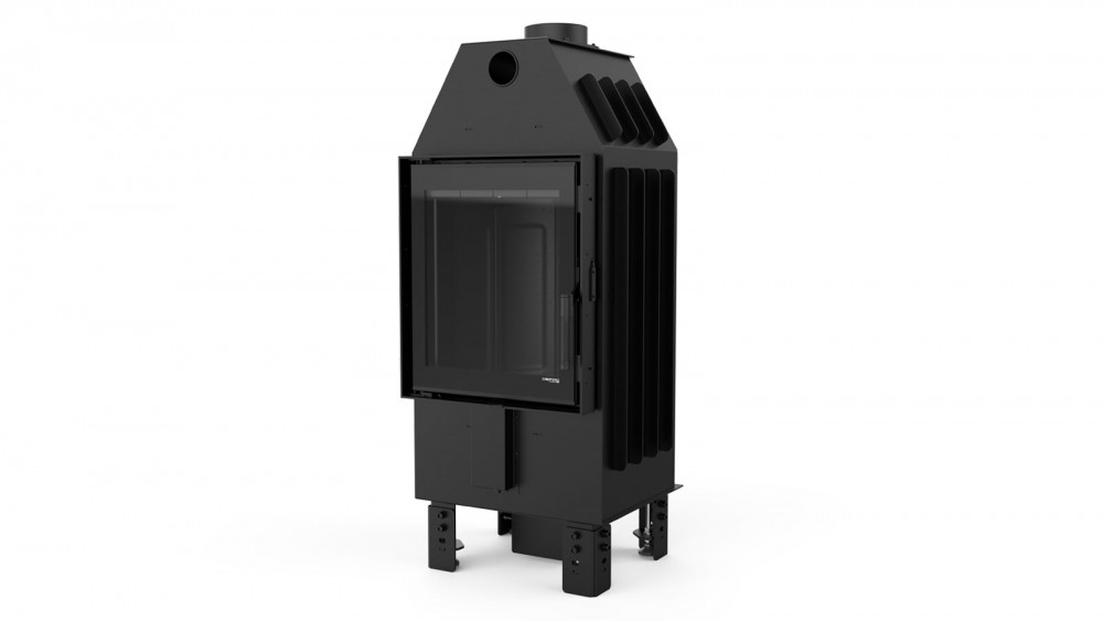 Сталева дров'яна топка камінна зі склом для опалення будинку DEFRO Home INTRA XSM (чорний шамот)