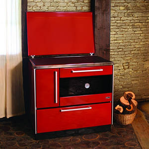 Сталева піч-кухня для дачі на дровах з духовкою MBS Royal 900 бордова