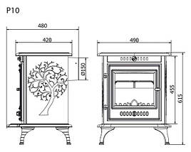 Чавунна камінна піч на дровах для опалення, буржуйка Kaw-Met P10 (6,8 kW), фото 3