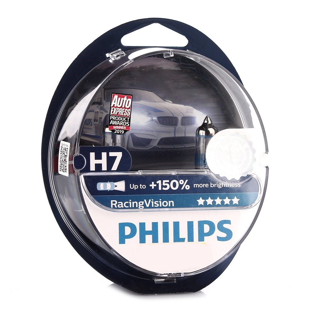 Галогенні лампи в фару авто Н7 12 V 55 W PHILIPS Racing Vision+150% (2 шт.)