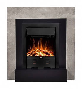 Декоративний підлоговий електрокамін маленький з порталом, з обігрівом Aflamo Simple Бетон Dexter Чорний 90 см