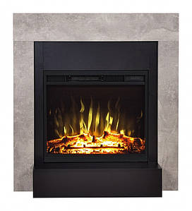 Пристінний підлоговий електрокамін з порталом, камінокомплект з обігрівом для дому Aflamo Simple Бетон + Led 60 90 см