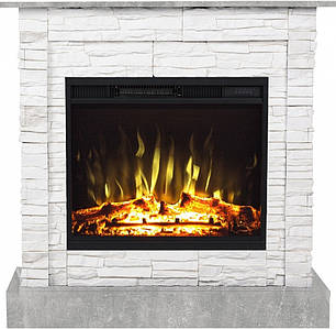 Декоративний електричний камін обігрівач з порталом, камінокомплект Aflamo Vigo Бетон/Білий + LED 60 3D 90 см