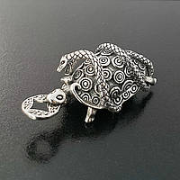 Кулон серебряный Черная черепаха Объёмный 3D талисман воин китайский символ