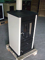 Стальная дровяная печь буржуйка для отопления дома, с водяным контуром MBS Thermo Vesta бежевый