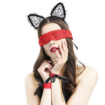 Пов'язка на очі та наручники червоні KARMEN (без вушок), фото 4