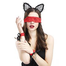 Пов'язка на очі та наручники червоні KARMEN (без вушок), фото 5