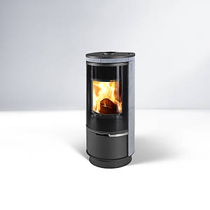 Опалювальна камінна піч на дровах облицьована каменем, сталева буржуйка THORMA ANDORRA SERPENTINO PLUS
