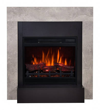 Підлоговий декоративний електрокамін з порталом, камінокомплект з обігрівом Aflamo SIMPLE Бетон + LED 60 3D, 90 см, фото 1