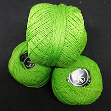 Бавовна Пряжа Ірис No8/10 грам яскраво-салатовий Упаковка 10 штук Тон 316
