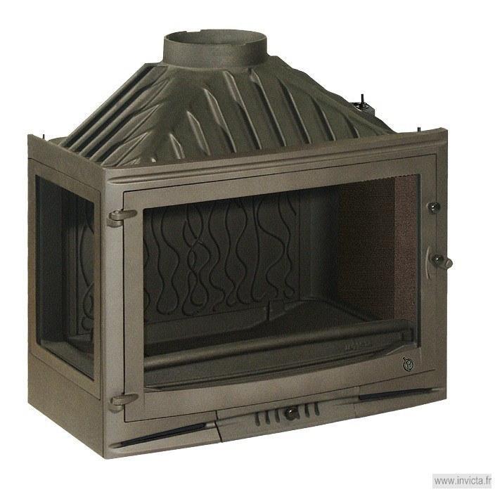 Камінна кутова топка чавунна на дровах тривалого горіння Invicta 700 Selenic ліве бічне скло