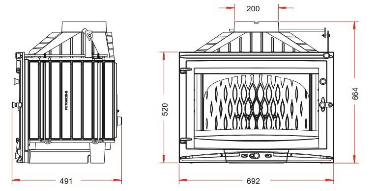 Чавунна камінна пічна топка на дровах тривалого горіння INVICTA 700 Selenic з шибером, фото 3