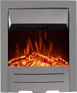 Маленький декоративний електрокамін вбудовуваний з обігрівом для квартири, дачі Aflamo Dexter Silver
