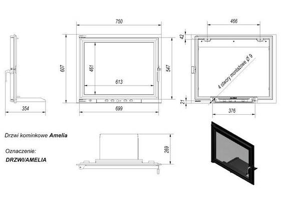 Дверцята для каміна Kratki Amelia 699x547 мм, фото 2