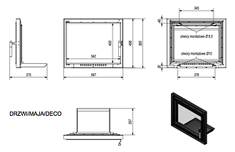 Дверцята для каміна Kratki Maja Deco 597x500 мм, фото 3