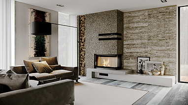 Кутова сталева топка для каміна, печі на дровах DEFRO Home INTRA SM BP (чорний шамот), фото 4