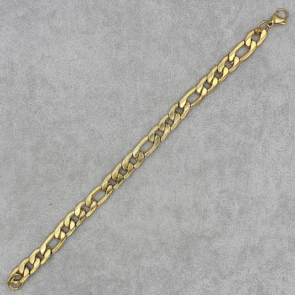 Браслет чоловічий золотистий плетіння карттьє Stainless Steel із медичної сталі довжина 23 см ширина 8 мм, фото 1