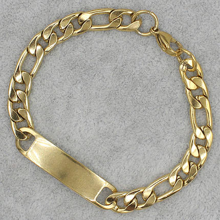 Браслет чоловічий золотистий карттьє Stainless Steel з медичної сталі довжина 22 см ширина 7 мм пластина, фото 1