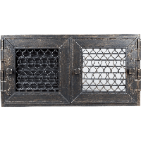 Вентиляционная решетка для камина Kratki RETRO 17х35 двойная черная с дверкой RETRO2/17/G/A