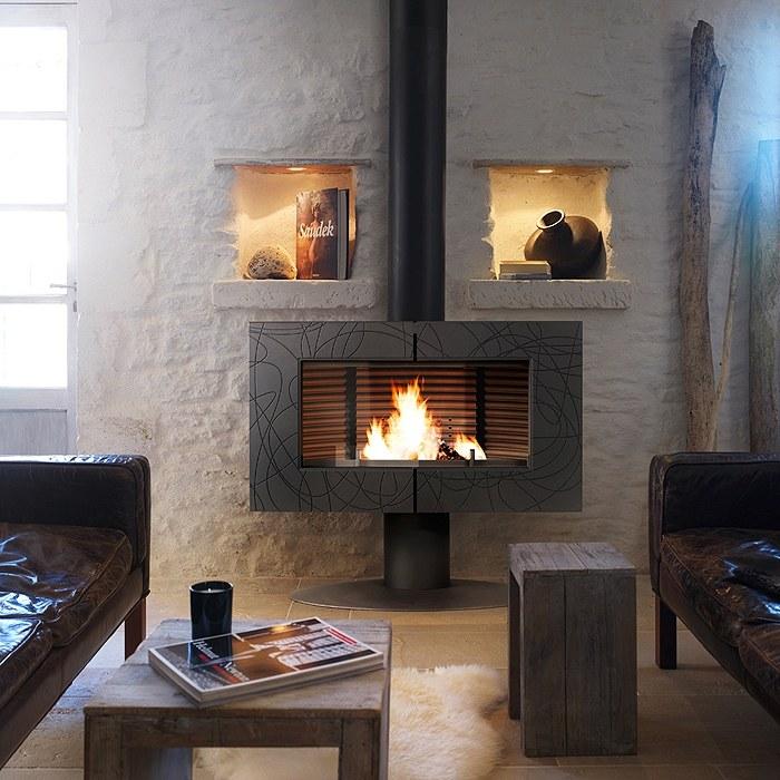 Фрнацузская чугунная каминная печь на дровах для воздушного отопления дома, дачи Invicta Symphonia - фото 3 - id-p1275584329