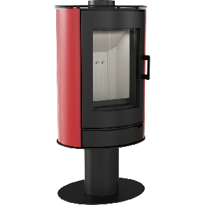 Сталева опалювальна піч камін на дровах для приватного будинку, дачі Kratki KOZA AB S/N/O Kafel Червона