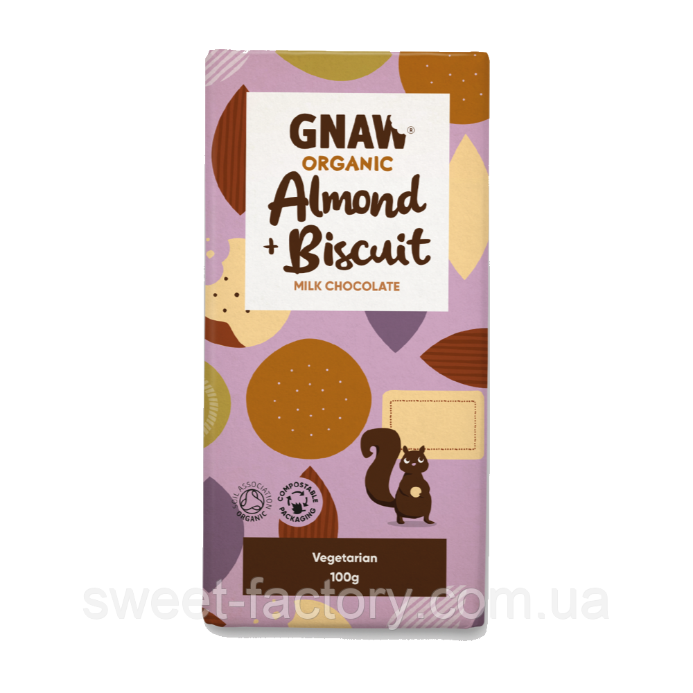 Молочний шоколад Gnaw Organic Almond Biscuit 100 g