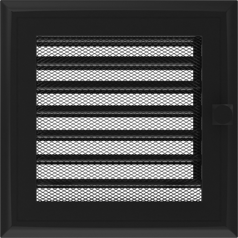 Вентиляційна решітка для каміна Kratki 17х17 см Oskar чорна з жалюзі 17OC