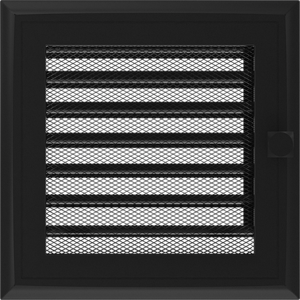 Вентиляційна решітка для каміна Kratki 17х17 см Oskar чорна з жалюзі 17OC, фото 1