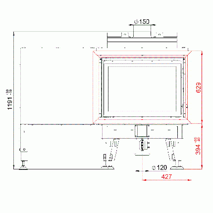Повітряна сталева камінна топка для заміського будинку Bef Therm B 7 з дверцятами які відчиняються в бік (8 кВт), фото 3