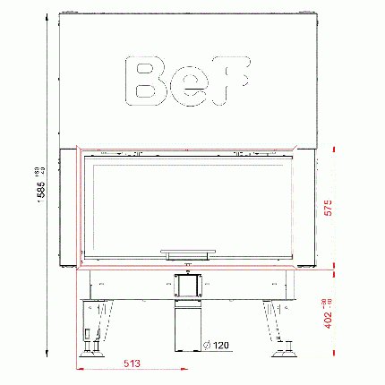 Кутова сталева камінна топка на дровах для повітряного опалення дому Bef Therm V 10 CL/CP з гільйотиною, фото 3