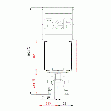 Тристороння повітряна камінна топка тривалого горіння Bef Therm V 10 U з підйомними дверцятами, фото 3