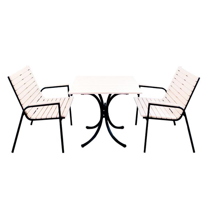 Комплект садових меблів "Таї" стіл (120*80) + 2 стільці + 2 лавки Білий