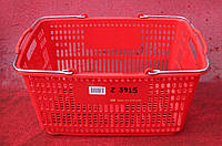 Корзинки пластиковые для покупателей на 26 л., с двумя ручками, красные, Б/у