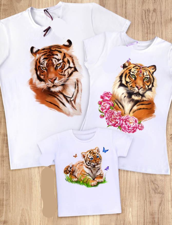 Футболки Фемілі Лук Family Look для всієї родини "Тигрова сім'я" Push IT, фото 1