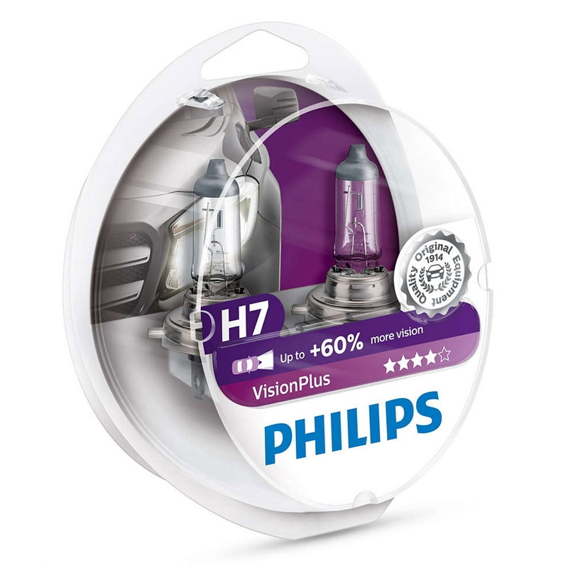 Галогенні лампи в фару авто Н7 12 V 55 W PHILIPS Vision Plus+60% (2 шт.)