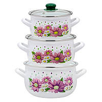 Набір емальованих каструль Interos "Хризантема" 2400