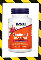 Now Foods, Choline & Inositol, Холин и инозитол для здоровья нервной системы 100 капсул