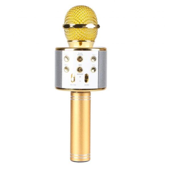 Бездротовий караоке-мікрофон із вбудованою колонкою DM Karaoke WS858 ЗОЛТО GOLD (USB/Bluetooth)