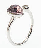 Каблучка Xuping колір Родій із кристалами Swarovski "Кристальне серце Vintage Rose" р.18-19, фото 3